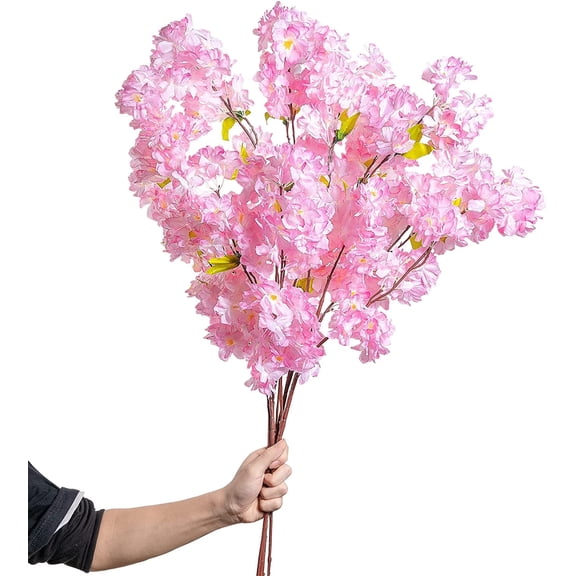Silk Cherry Blossom Branches, Artificial Cherry Blossom Tree Stems Faux Cherry Flowers Vase Arrangements for Wedding Home Decor, 42.25 Inch Set of 4