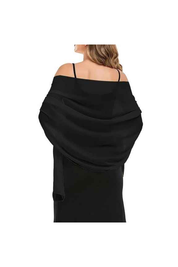 Silk Chiffon Shawls Gifts for Women, Baberdicy Silk Chiffon Scarf Wrap Elegant Soft Sheer Women'S Fashion & Formal Events Black S