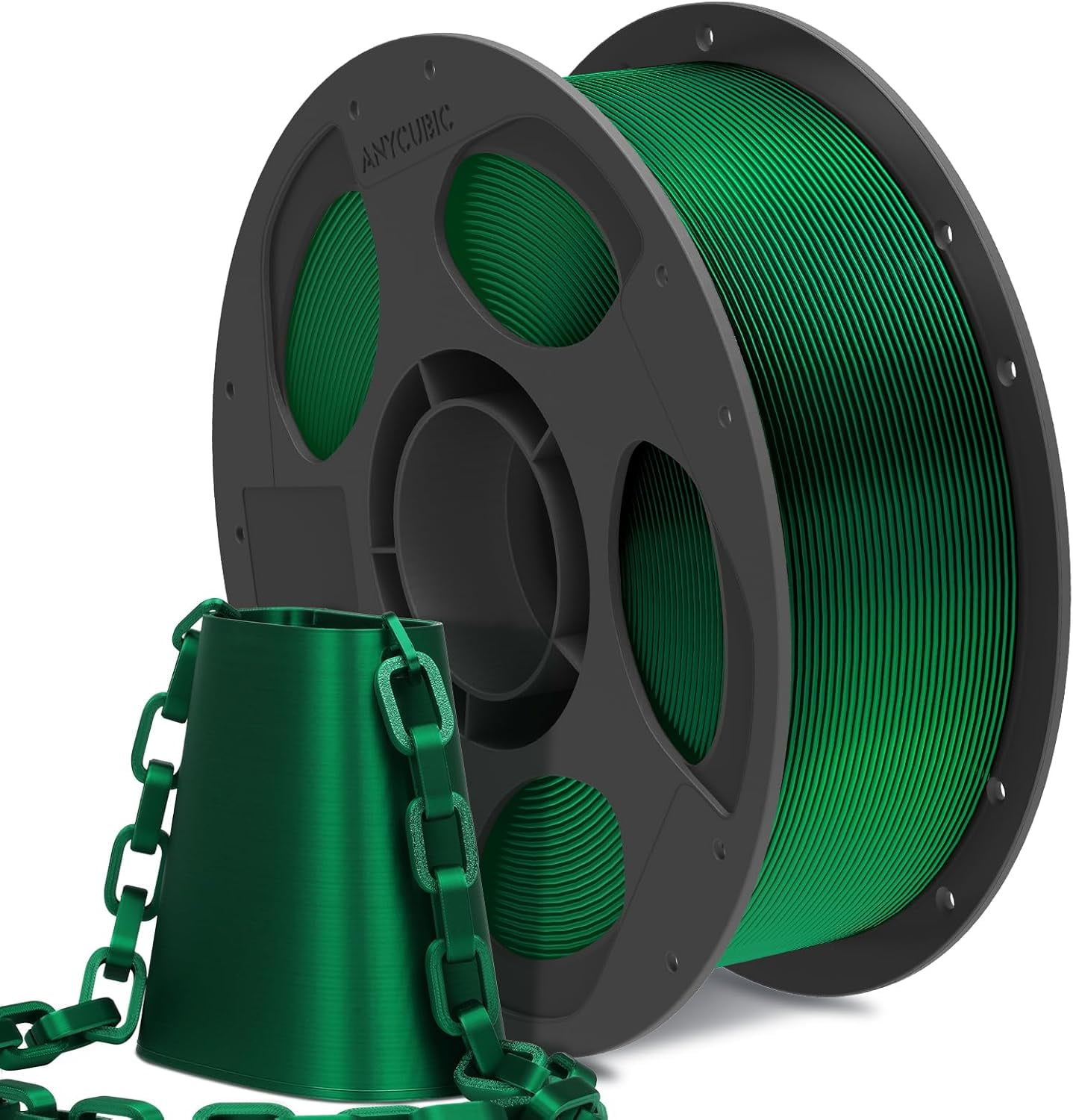 Silk Christmas Filament for Christmas Gifts and Decorations, Shiny 3D Printer PLA Filament 1.75mm Dimensional Accuracy +/- 0.02mm, 1KG Reusable Spool (2.2 lbs), Silk Christmas Green