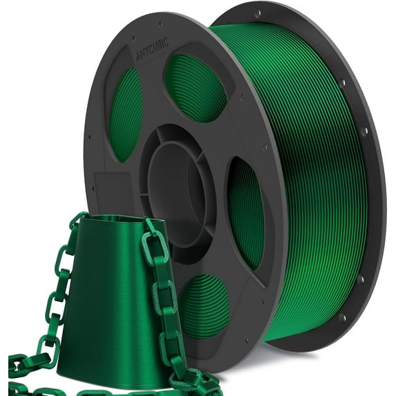 Silk Christmas Filament for Christmas Gifts and Decorations, Shiny 3D Printer PLA Filament 1.75mm Dimensional Accuracy +/- 0.02mm, 1KG Reusable Spool (2.2 lbs), Silk Christmas Green