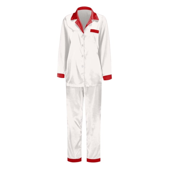 Silk Christmas Pajamas for Women Button Shirt and Satin Pants Xmas Pjs Matching Sets Sleepwear Jammies 2025 Loungewear