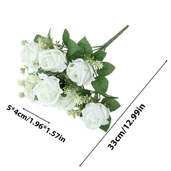Silk Cloth Artificial Rose Bouquet, Home Decoration Flowers, Simulated Mixed Flower Arrangement for Wedding Party and Garden, 33cm Height with 8cm Rose Head Diameter