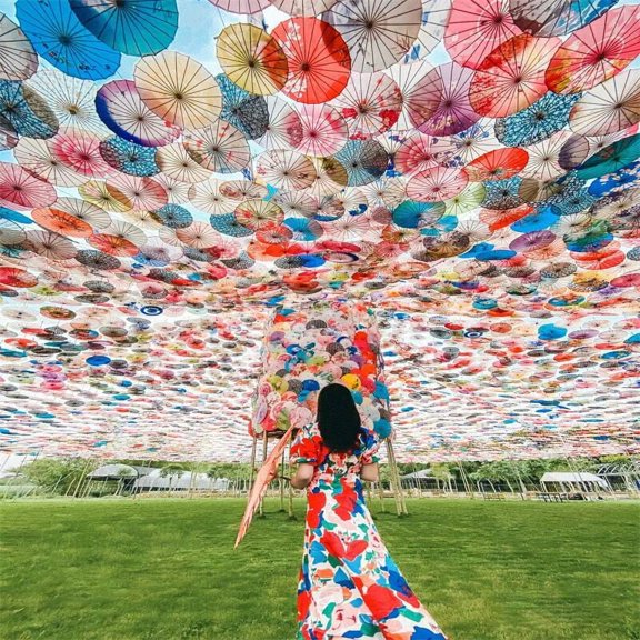 Silk Cloth Women Umbrella Japanese Cherry Blossoms Ancient Dance Umbrella Decorative Umbrella Chinese Style Oil Paper Umbrella