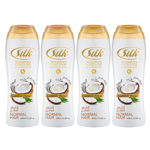 Silk Coconut Water 2-in-1 Shampoo and Conditioner, Hydrating & Gentle Formula for Normal Hair, All Hair Types, 13.6 fl oz, 4 pack