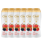 Silk Color Safe Shampoo and Conditioner with Berry Extracts: Moisturizing & Strengthening for Dry Weak Hair, Anti-Fade Vibrancy, Shine Boost, Gentle Daily Care, 13.6 fl oz Each, 6 Pack