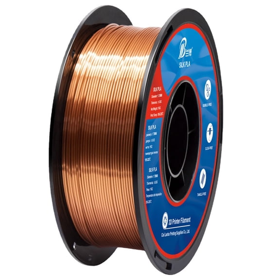 Silk Copper Red PLA 3D Printer Filament High Gloss Metallic Silk PLA Printing Consumables Shiny Red Copper Color Smooth Material, Low Warp Easy Print for FDM 3D Printers
