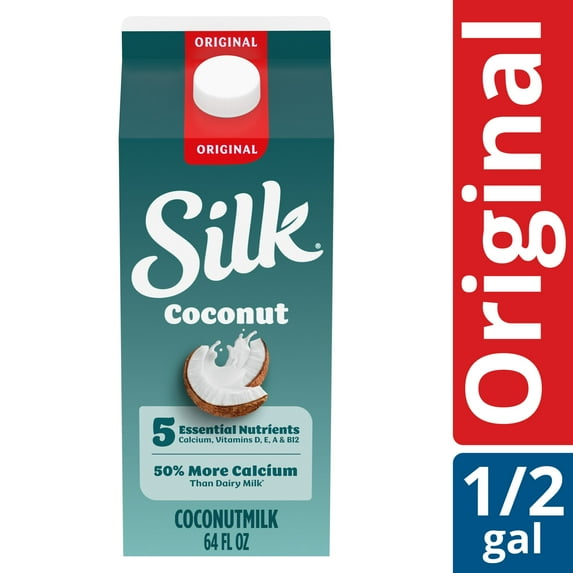 Silk Dairy Free, Gluten Free, Original Coconut Milk, Plant Based Milk Half Gallon, 64 fl oz