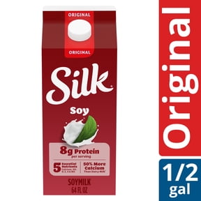 Silk Dairy Free, Gluten Free, Original Soy Milk, Plant Based Milk, 64 fl oz Half Gallon