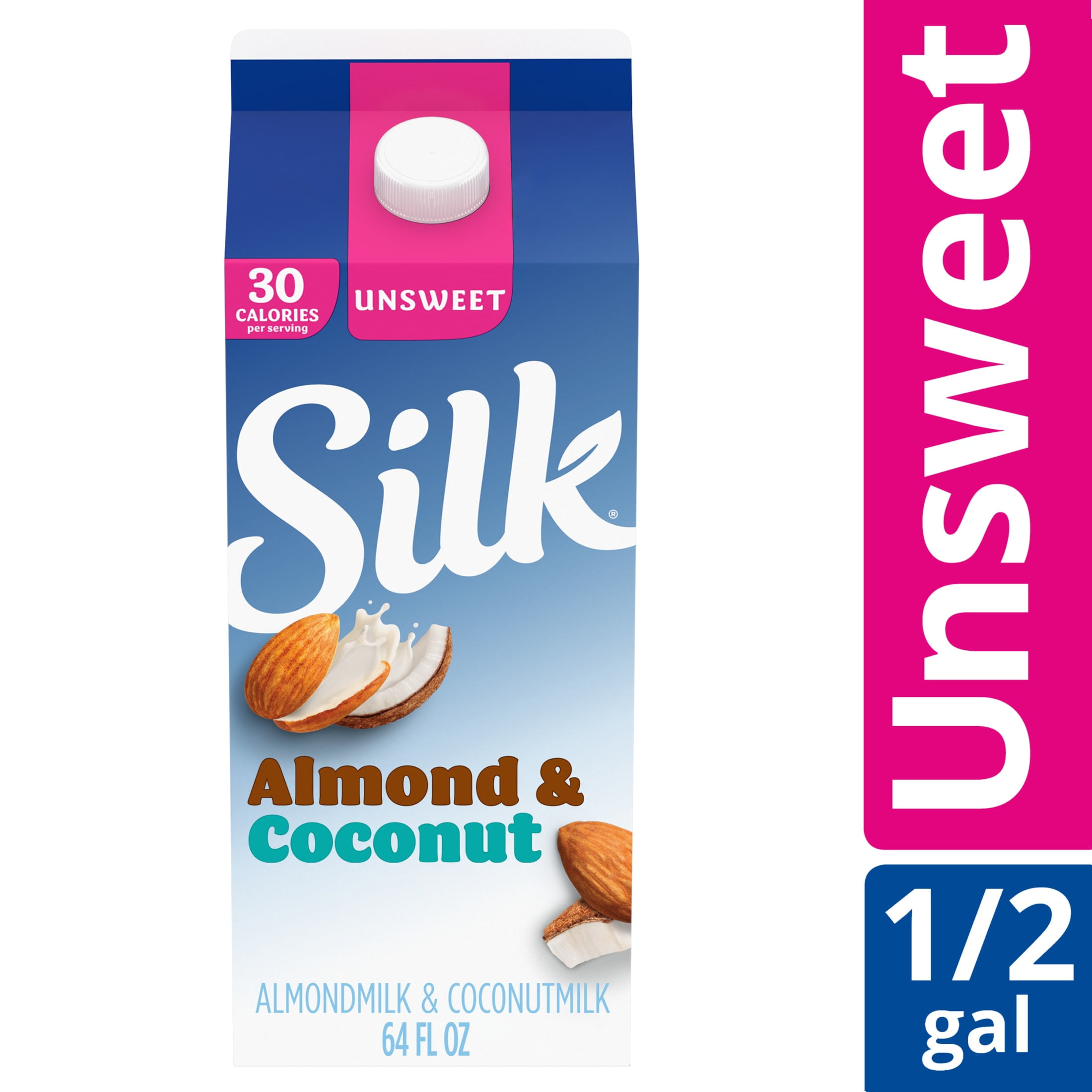 Silk Dairy Free, Gluten Free, Unsweet Almond Coconut Milk, 64 fl oz Half Gallon