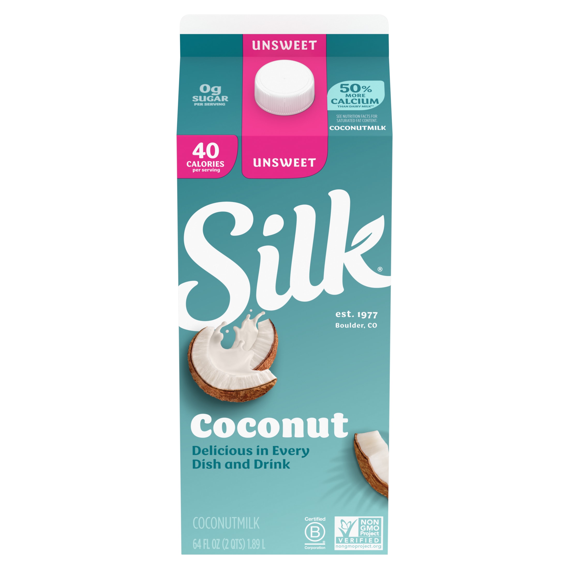 Silk Dairy Free, Gluten Free, Unsweet Coconut Milk, 64 fl oz Half Gallon - image 1 of 10