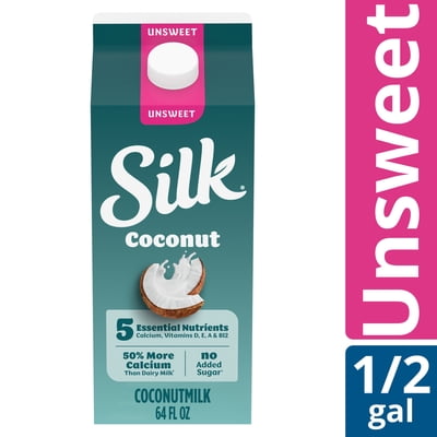 Silk Dairy Free, Gluten Free, Unsweet Coconut Milk, Plant Based Milk Half Gallon, 64 fl oz