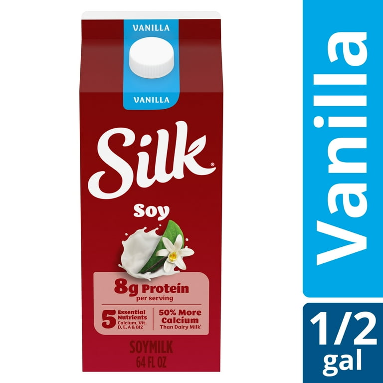 Silk Vanilla Vegan Soy Milk Drink, Dairy and Gluten Free, Shelf