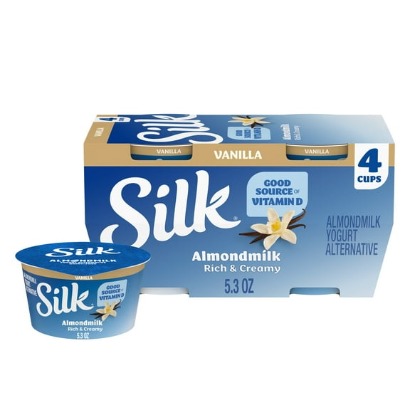 Silk Dairy Free, Vanilla Plant Based, Almond Milk Yogurt Alternative Containers, 5.3 oz, 4 Count