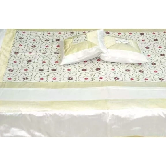 Silk Dupin Bedsheet Art Deco 1-Piece Floral Luxury Cotton Poly Dupion Brocade Sheet Set, 55x85 Inches, Breathable