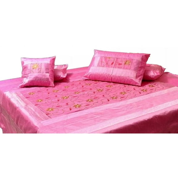 Silk Dupin Bedsheet Art Deco 1-Piece Floral Luxury Cotton Poly Dupion Brocade Sheet Set, 55x85 Inches