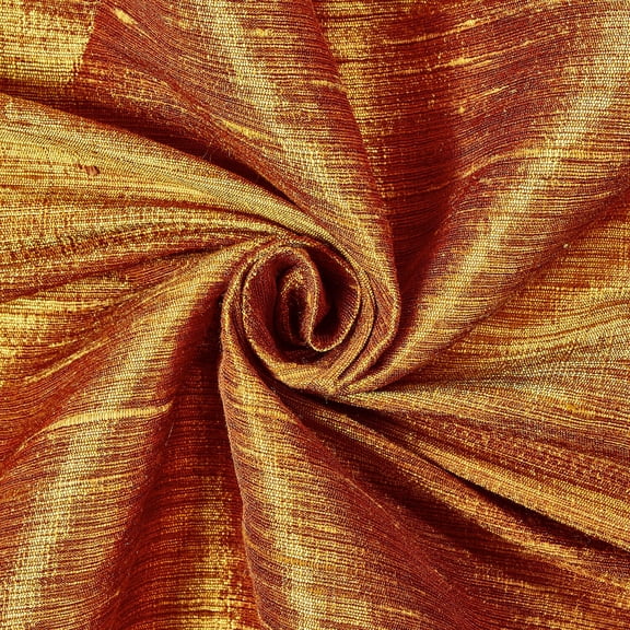 Silk Dupioni Fabric 54 Inch Iridescent Woven Slub Pure Raw Natural Shot Mulberry By The Yard - Gold / Brown (10 Yards)