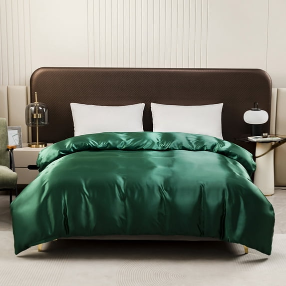 Silk Duvet Cover | Satin Quilt Cover with Hidden Zipper | Queen Size 68x90 Inches | Blue Black Burgundy Dark Green Champagne Gray Purple | Soft Bedding for Home Hotel Comfort