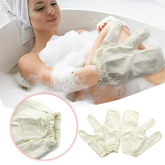 Silk Exfoliating Bath Gloves for Shower - 2 Pack Natural Silk Massage Mittens with Elastic Wristband, Ayurvedic Spa Hand Gloves for Deep Cleaning and Skincare