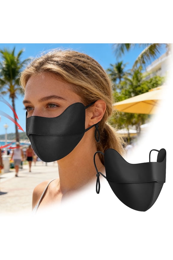 Silk Face Mask Upf 50+ Uv Summer Mask Breathable Mask For Sport Outdoor Women Men(Black-12X25X15 Cm)