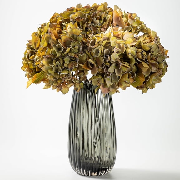 Silk Fall Flowers Artificial Silk Dried Hydrangea Artificial Fall Florals Bouquet Dried Flowers Autumn Decorations for Office and Home(6 PCS) (Green)