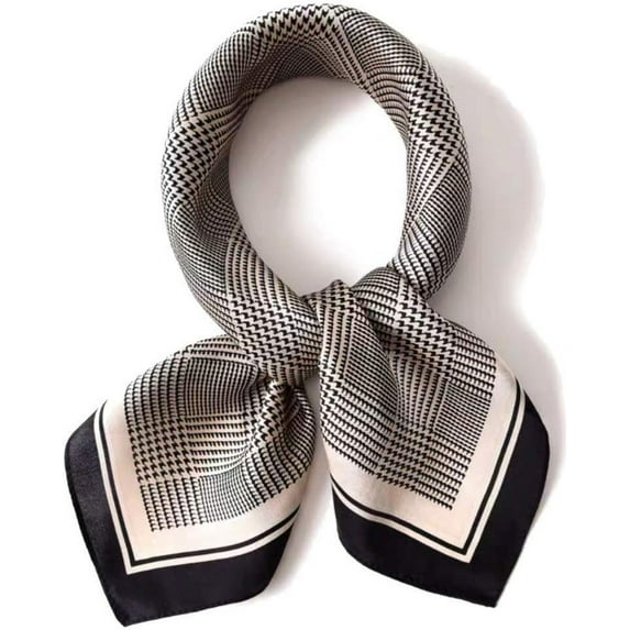 Silk Feeling Long Satin Scarf Fashion Beach Scarf Shawl Check Style Sunscreen Shawls Wraps-Lightweight Pattern Silk Long Mulberry Scarf