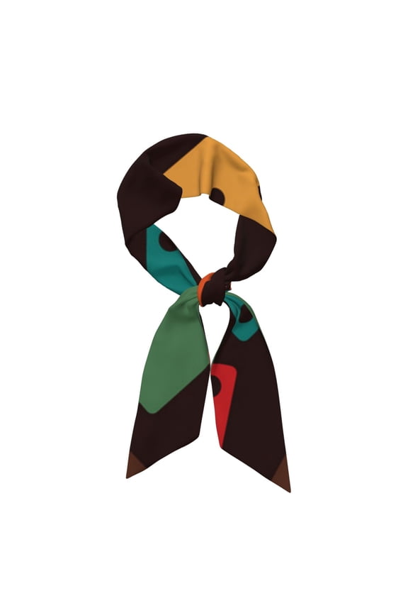 Silk Feeling Neck Scarf Head Women's Fashion Satin Scarfs for Bag Hair Scarves, Domino Stones Dominoes Game Dice