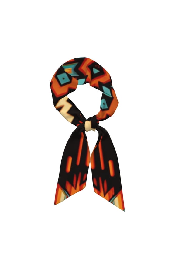 Silk Feeling Scarf Satin Head Long Thin Scarves Lightweight for Women Fashion, Aztec Baja Western Native Southwest