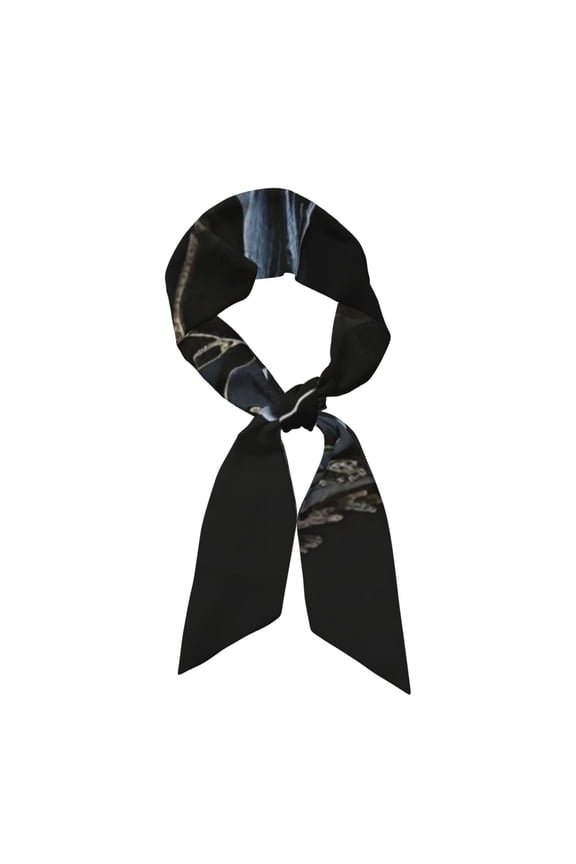Silk Feeling Scarf Satin Head Long Thin Scarves Lightweight for Women Fashion, Skull Gothic Bones Witchy