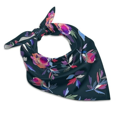 Silk Feeling Scarf Women's Scarf Trendy Floral Square Satin Head Scarf for Women 18"x18"