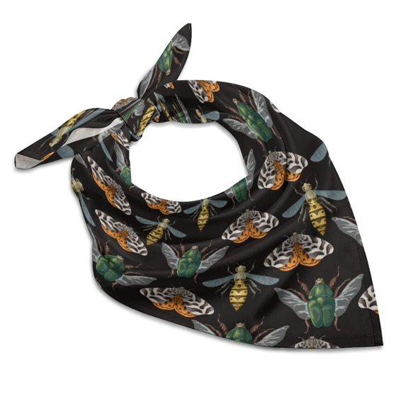 Silk Feeling Scarf for Women - Wasp Cockchafer Butterfly Lightweight Square Satin Hair Scarf Neck Scarf Breathable Bandana Scarf Satin Head Scarf