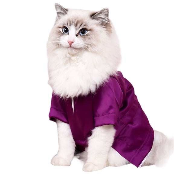 Silk Feeling Suit Cooling Outfit for Large Cats Soft Solid Color Apparel Thin T-shirt Pullover Pajamas