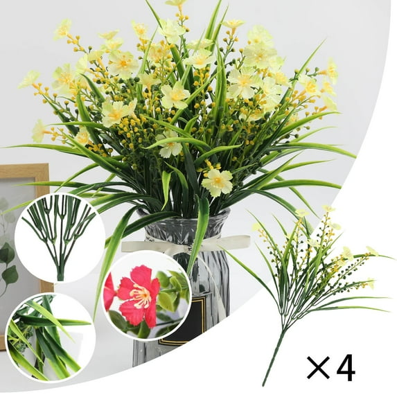 Silk Floral Arrangement for Home and Garden | Flowers for Indoor Outdoor Use Ideal for Patio Porch Window Sills and Seasonal Displays 4PCS