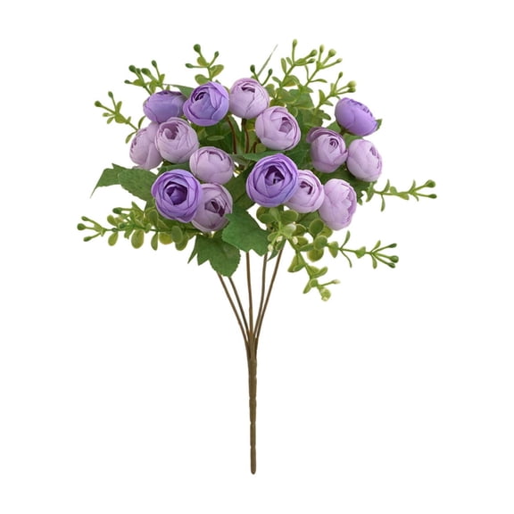 Silk Flower Artificial Tea Rose Buds 11.8 Inch Faux Camellia Stems for Wedding Bouquet Arrangements Home Decor Office Garden Party Ornament - 1 Piece