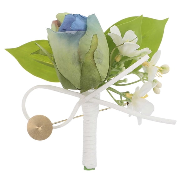 Silk Flower Corsage Boutonniere Elegant Design For Bridesmaids Groomsmen Anniversary Formal Prom Sky- .9 3.7 2.6in 1Pack