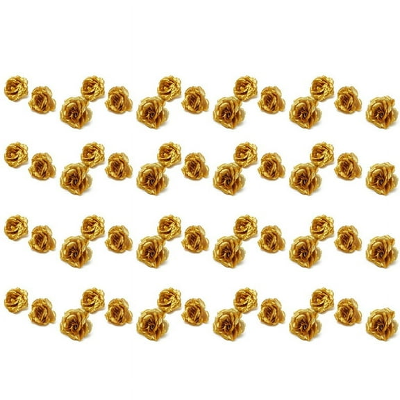 Silk Flower Heads,250Pcs for Hat Clothes Album Decoration, Wedding Decoration (Gold)