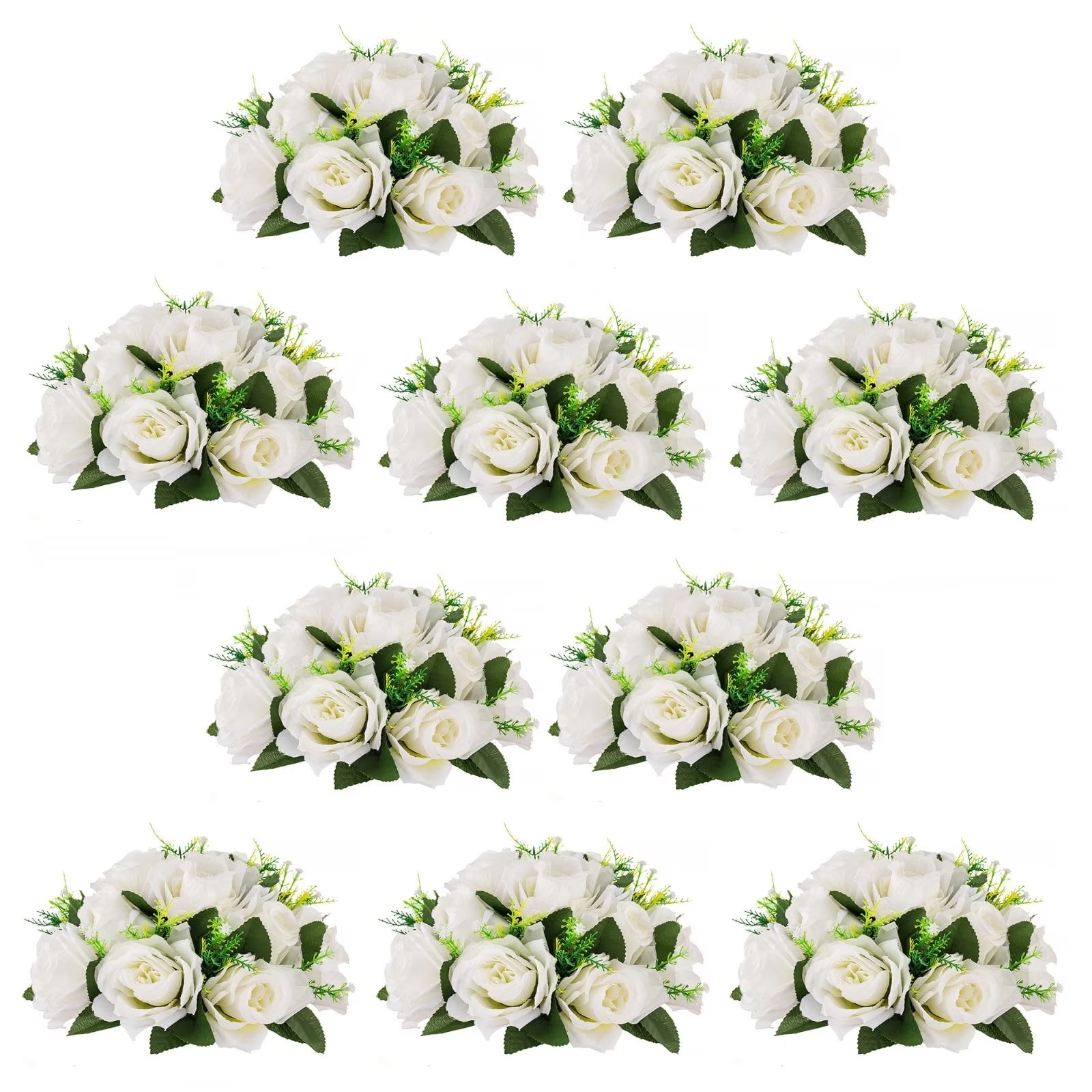 Silk Flower Kissing Balls for Centerpieces 10 Pack White Artificial