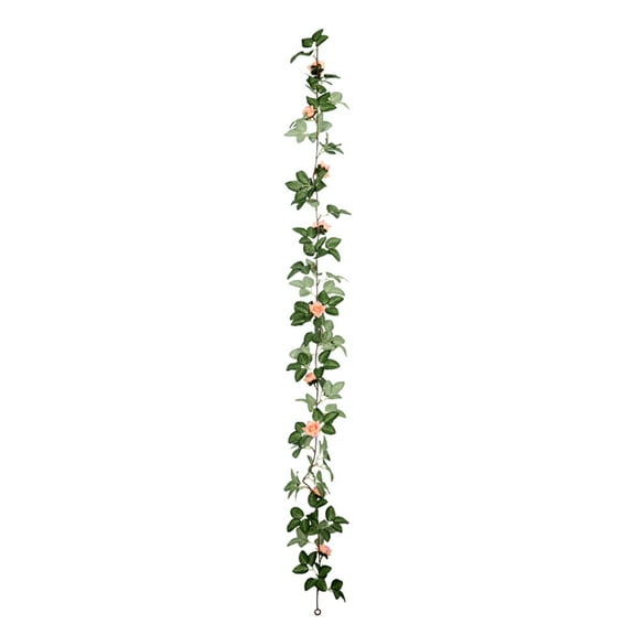 Silk Flower Rose Garland with Spring Green Leaves - 180cm PVC Silk Fabric Decoration for Living Room, Door Hanging, Weddings & Parties
