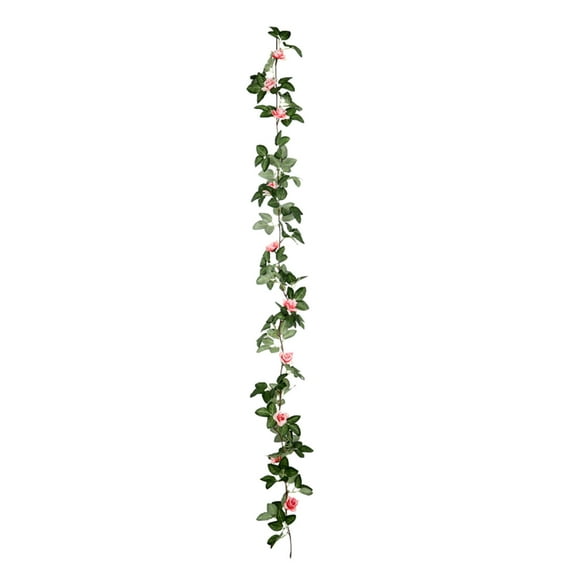 Silk Flower Rose Garland with Spring Green Leaves - 180cm PVC Silk Fabric Decoration for Living Room, Door Hanging, Weddings & Parties