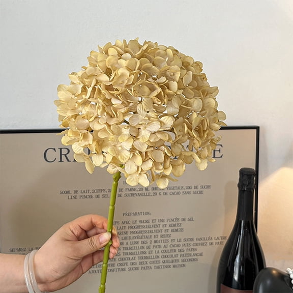 Silk Flowers, Realistic Hydrangea Floral Stems, Field Oil Painting Style Artificial Flower for Wedding Home Decor DIY, White