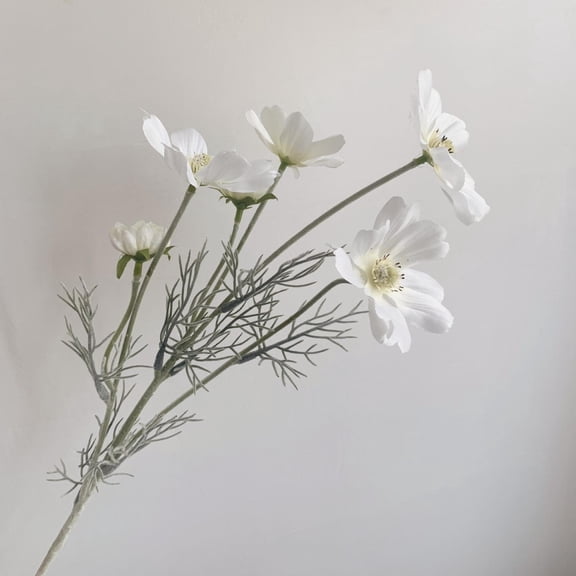 Silk Flowers for Home Decor Indoor, Flowers Artificial, 36 in Hobby, Faux Flowers Indoor, White Cosmos Blooms, Seasonal Displays, 1 Pc
