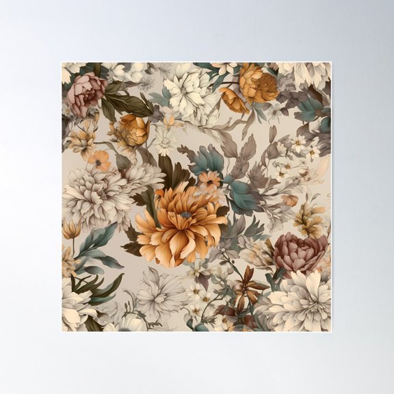 Silk Garden Elegance Poster Wall Art, Modern Wall Decor For Living Room Bedroom, 17x17 UNFRAMED