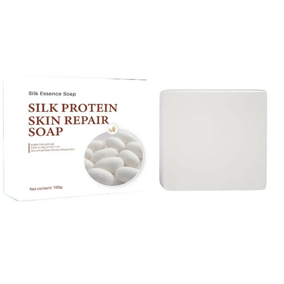 Silk Goat Milk Handmade Soap, Deep Cleansing Protein Repair Soap, Oil Control, Blackhead Removal, Face Washing Essential Oil Soap, Moisturizing and Skin Rejuvenation Cleansing Soap 100g