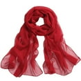 thumbnail image 1 of Silk Gradient Scarf for Women, Long Chiffon Neck Scarf, Lightweight Head Wrap Shawl for Hair, Elegant Fashion Accessory for Travel, Party, Office, 2026 Fall Winter Outfits Red, 1 of 7