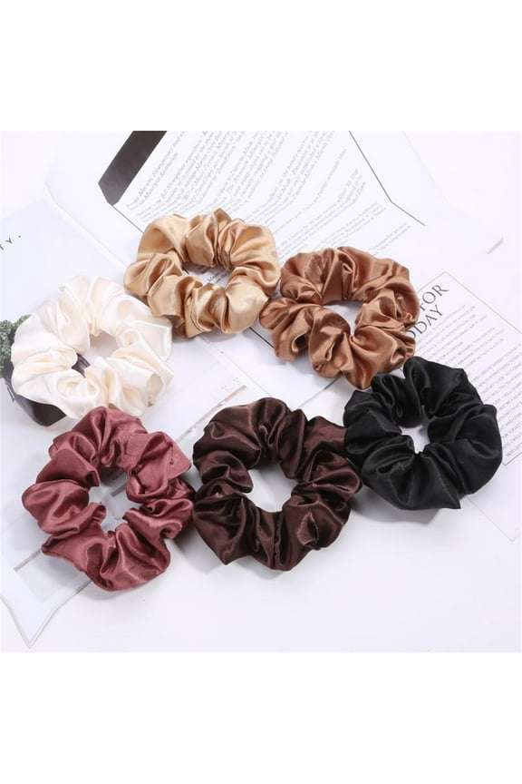 Silk Hair Scrunchies, Mulitcolor, 6 ct