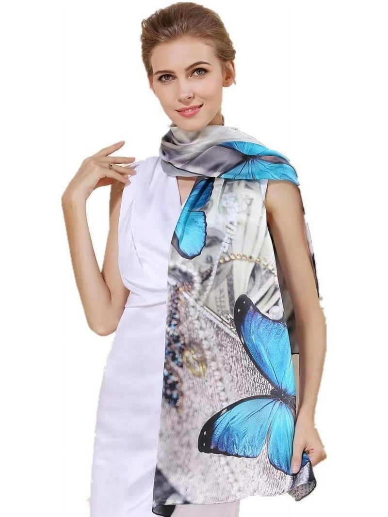 Silk Head Scarf for Women Square Satin Double Sided Rectangle Tie