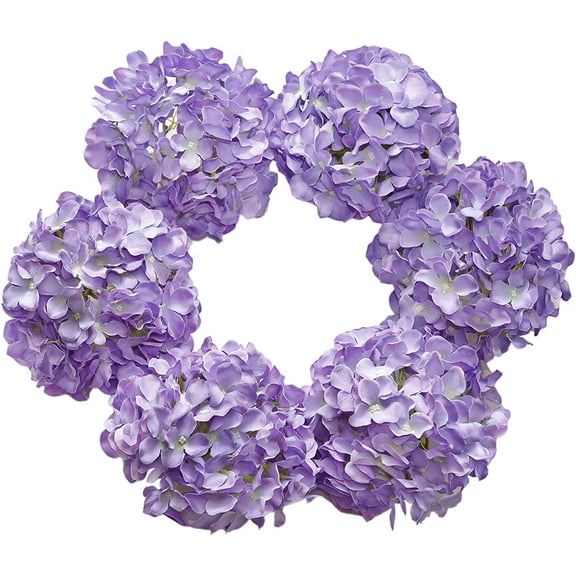 Silk Hydrangea Artificial Flowers Heads with Stems for Wedding Home Decor Pack of 6 (Purple) A