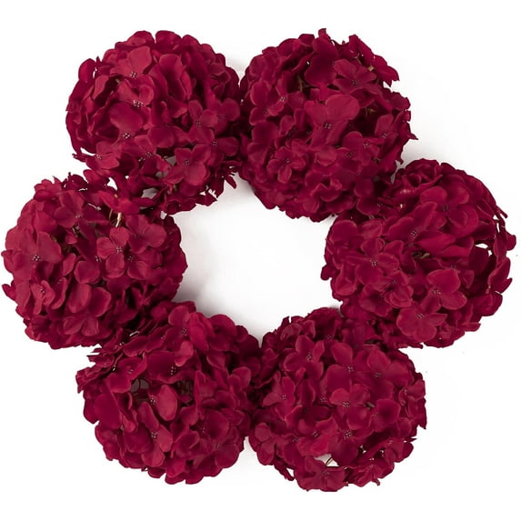 Silk Hydrangea Artificial Flowers Heads with Stems for Wedding Home Decor Pack of 6 (Purple)