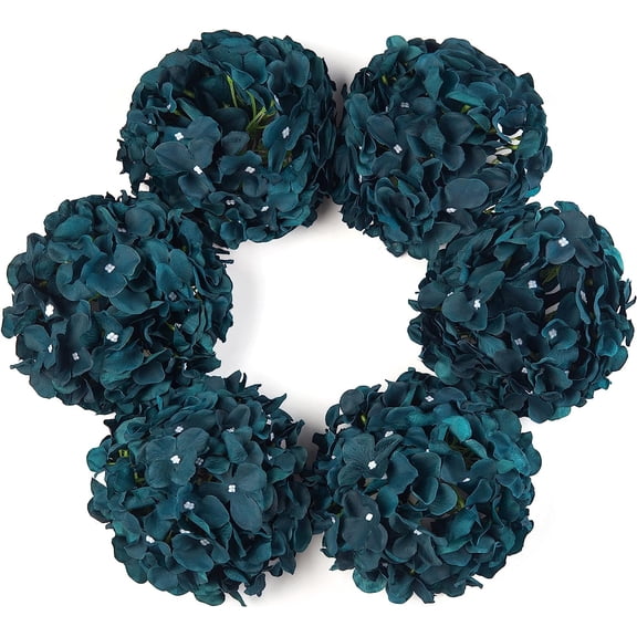 Silk Hydrangea Artificial Flowers Heads with Stems for Wedding Home Decor Pack of 6 (Purple)