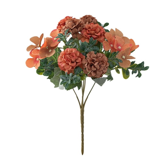 Silk Hydrangea Bouquet Verdsylv 1 Bouquet Artificial Hydrangea Flowers - 16 Heads Silk Floral Arrangement for Home Table Wedding Party Centerpiece Decor, Floral Arrangement, Orange