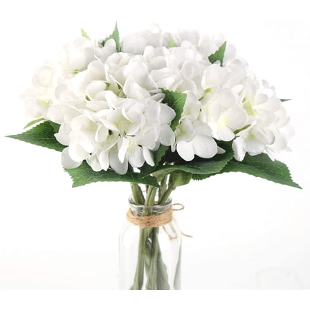 Silk Hydrangea Flower Artificial Hydrangeas with Stem for DIY Wedding Bouquets Centerpieces,Arrangements Party Home Decorations,Pack of 6(6pcs Stemmed White)